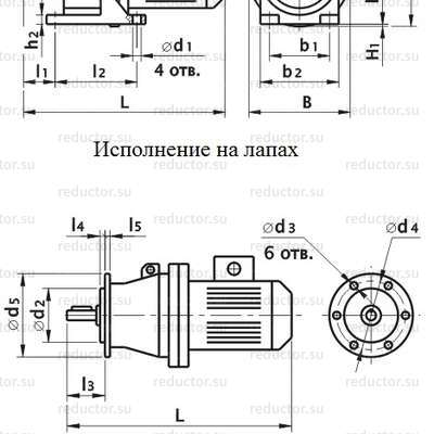 Мотор-редуктор 3МП-40 (МПз-40) - Габаритные размеры