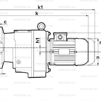 Мотор-редуктор NR002 — Габаритные и присоединительные размеры