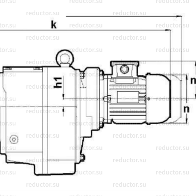 Мотор-редуктор NR474 — Габаритные и присоединительные размеры